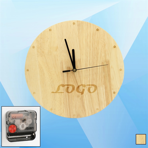 Round Wooden Wall Clock - Image 1