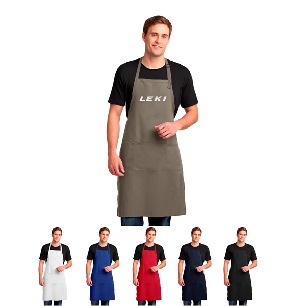 Easy Care Extra Long Bib Apron with Stain Release, Imprinted - Image 1