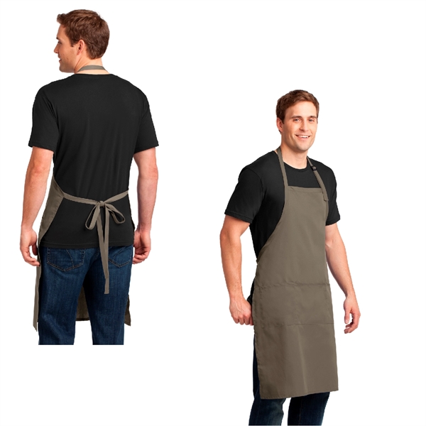 Easy Care Extra Long Bib Apron with Stain Release, Imprinted - Image 2