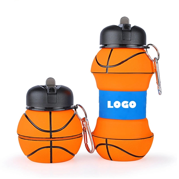 Silicone Sports Water Bottle Collapsible Basketball Cup - Image 1