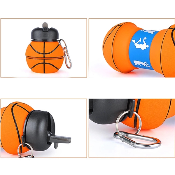 Silicone Sports Water Bottle Collapsible Basketball Cup - Image 2