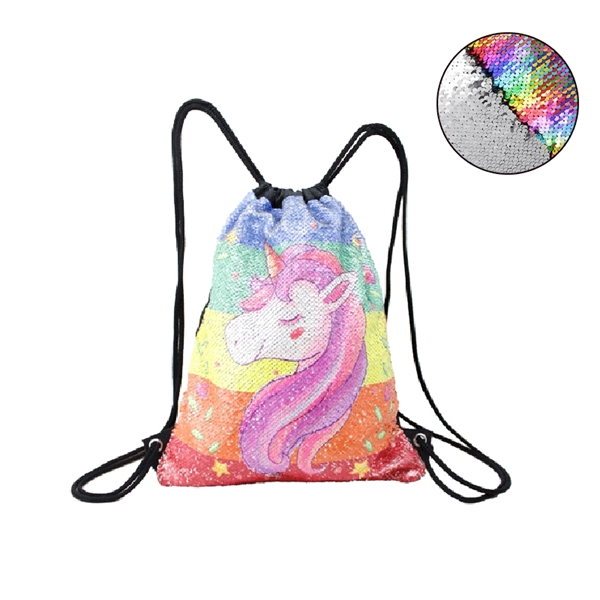 Full Color Imprint Magic Reversible Drawstring Backpack - Image 2