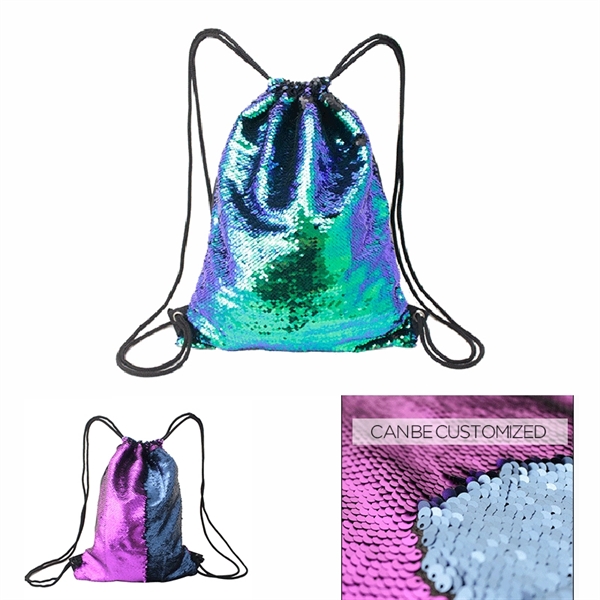 Full Color Imprint Magic Reversible Drawstring Backpack - Image 4