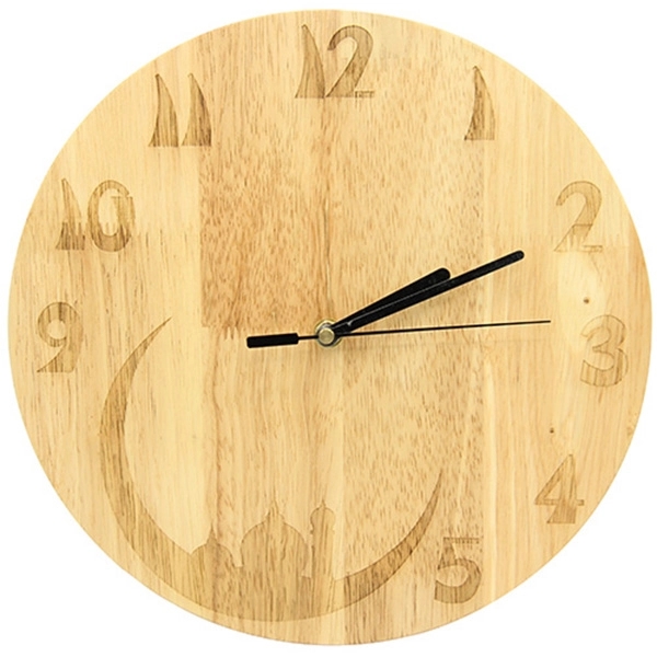 Moon Pattern Wooden Wall Clock - Image 2