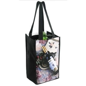 Full Color Wine Tote bag with 3.5" Gusset