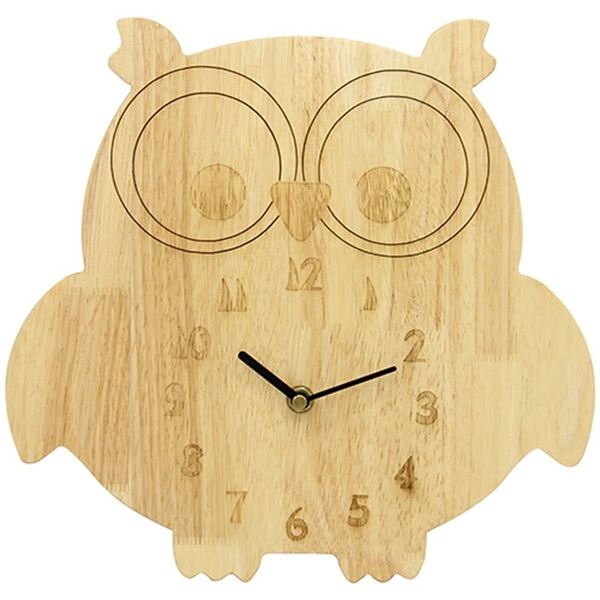 Owl Shaped Wooden Wall Clock - Image 2