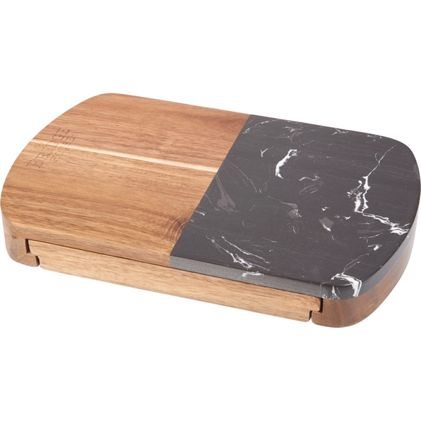 Black Marble Cheese Board Set with Knives - Image 5