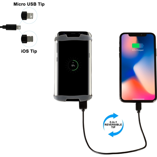 Swift 6000 mAh Wireless Power Bank w/2-in-1 Cable - Image 2