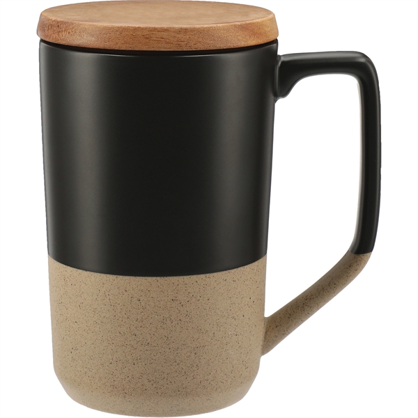 Tahoe Tea & Coffee Ceramic Mug with Wood Lid 16oz - Image 2