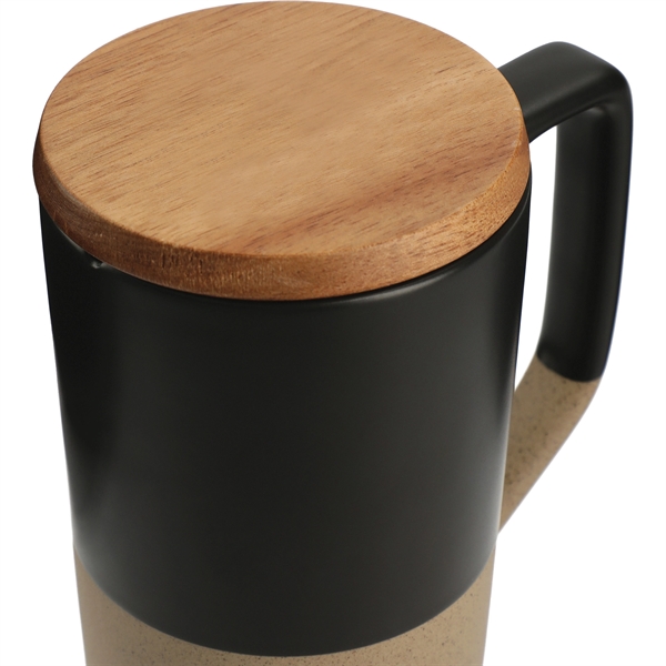 Tahoe Tea & Coffee Ceramic Mug with Wood Lid 16oz - Image 3