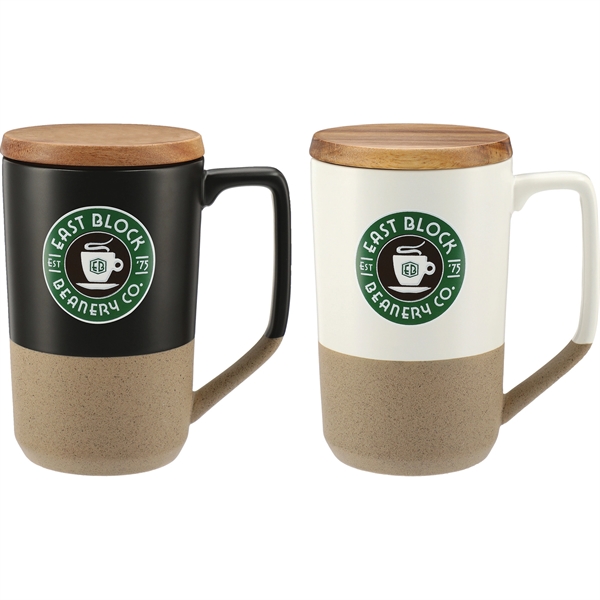 Tahoe Tea & Coffee Ceramic Mug with Wood Lid 16oz - Image 4