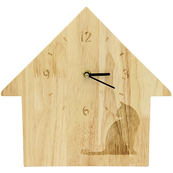 House Shaped Wooden Wall Clock - Image 2