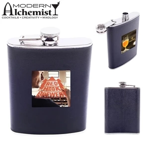 Leatherette Stainless Steel Flask - 8 oz.