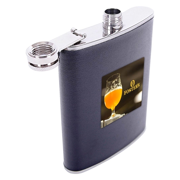Leatherette Stainless Steel Flask - 8 oz. - Image 2
