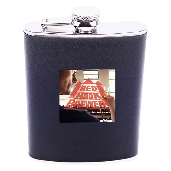 Leatherette Stainless Steel Flask - 8 oz. - Image 3