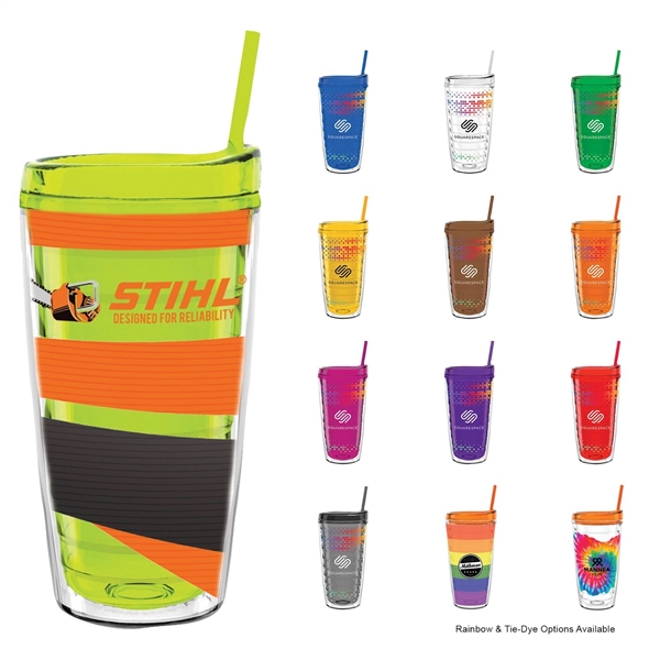 16 oz Made In The USA Tumbler w/ Lid  Straw - Image 1