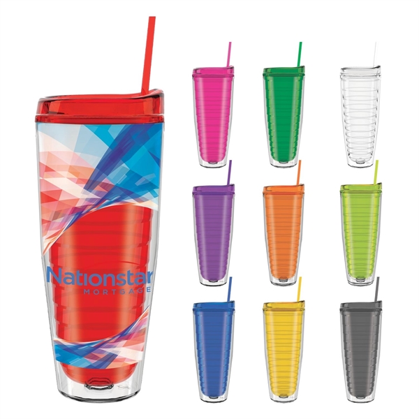 26 oz Made In The USA Tumbler w/ Lid  Straw - Image 1