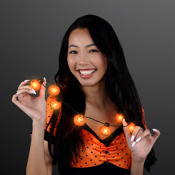 Big Pumpkin Light Bulbs Halloween Necklace - Image 3