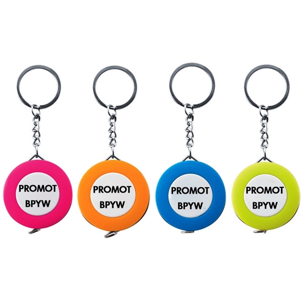 5-Feet Round Shaped Tape Measure Retractable Keychain - Image 1