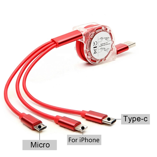 3 in 1 Multi USB Retracrable Charger Cable Cord - Image 1