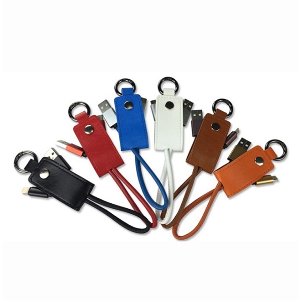 2 In 1 Leather Keychain Charging Cable - Image 2