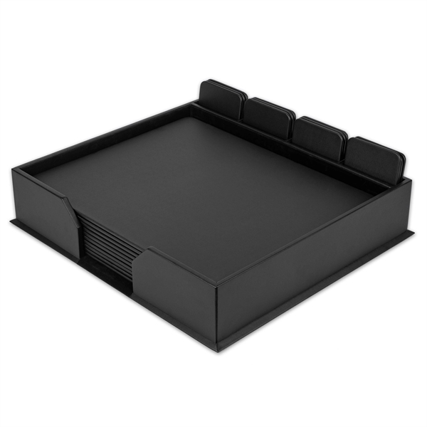 23-Piece Black Leatherette Conf. Room Set with Sq. Coasters