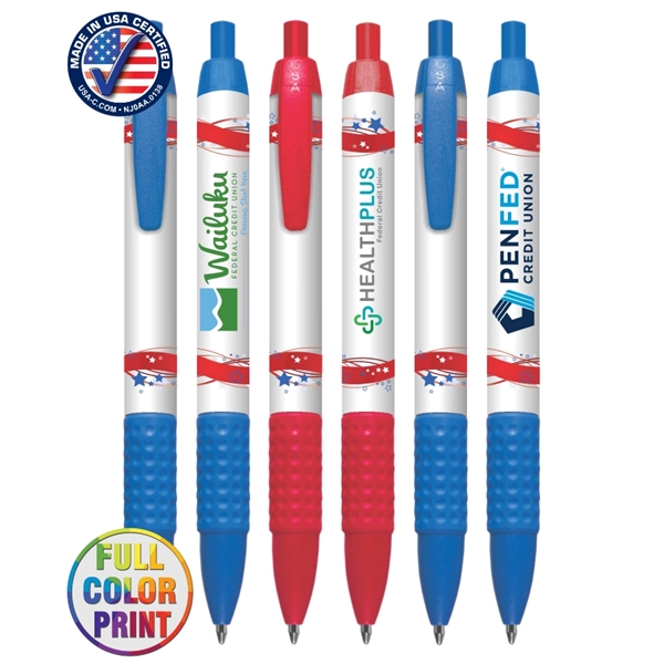 Union Printed, Certified USA Made "Patriotic" Click Grip Pen - Image 1