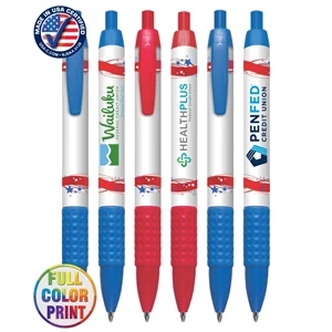 Union Printed, Certified USA Made "Patriotic" Click Grip Pen