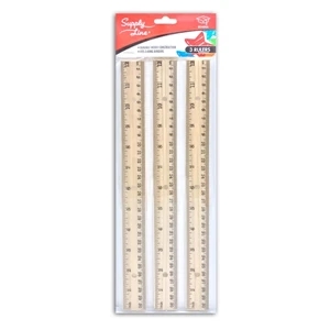 Wooden 12" Rulers , 3-Pack