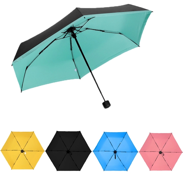 Solid Color Pocket Umbrella Sunscreen Mini Five Fold Umbrell - Image 1