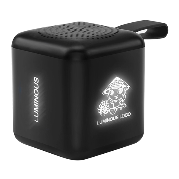 Mini Cube Bluetooth 5.0 Speaker With Light Up Logo - Image 1