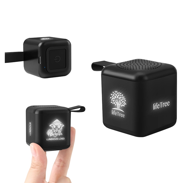Mini Cube Bluetooth 5.0 Speaker With Light Up Logo - Image 3