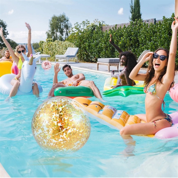 Sequin Pool Ball Inflatable Glitter Beach Balls - Image 3