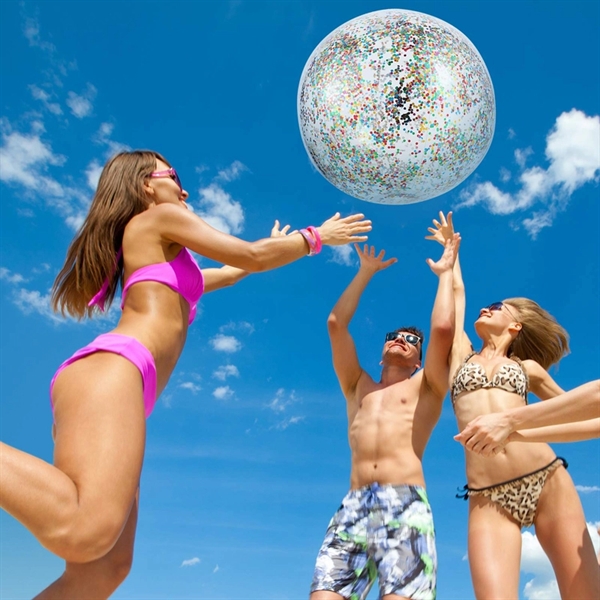 Sequin Pool Ball Inflatable Glitter Beach Balls - Image 4