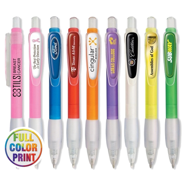 Union Printed, Frosted "Cool" Clicker Pen - Full Color - Image 1