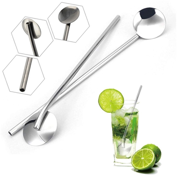 2 In 1 Creative Stainless Steel Spoon Straw