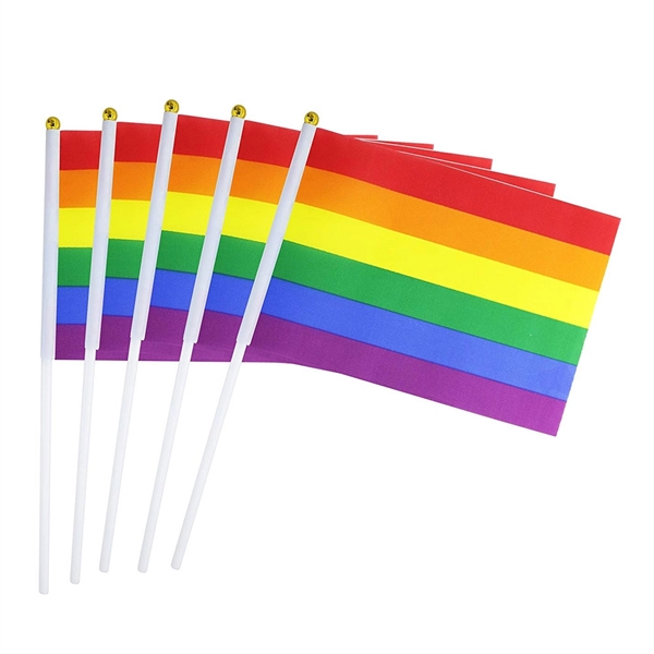 MOQ 100 PCS Gay Pride Hand Wave Flag