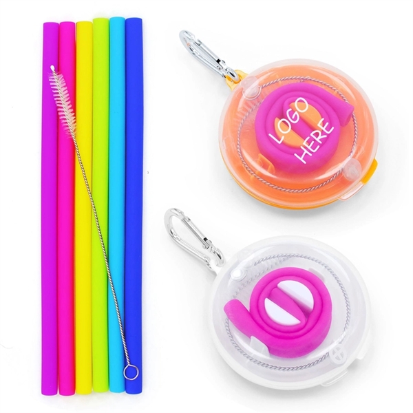 Portable Silicone Collapsible Straw Set