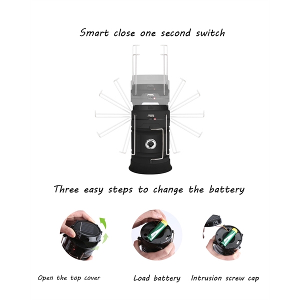 Portable Lantern USB Charging LED Solar COB Camping Light - Image 2