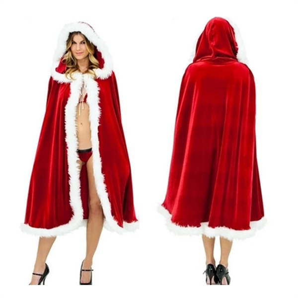 Adult Red Christmas Long Cloak Cape - Image 1