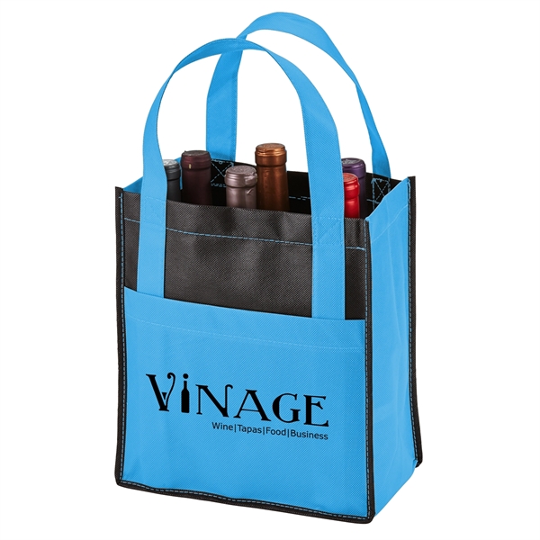 Toscana Six Bottle Non-Woven Wine Tote-Closeout - Image 2