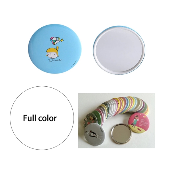 2.5" Round Full Color Pocket Gift Mini Button Mirror - Image 1