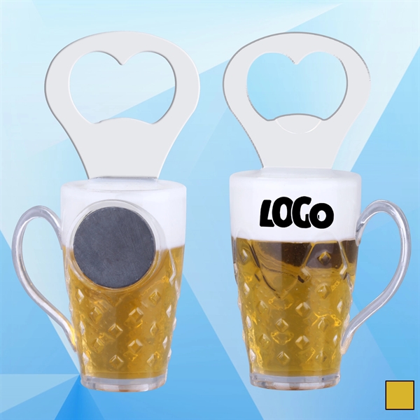 3 3/4'' Beer Mug Bottle Opener w/ Magnet - Image 1