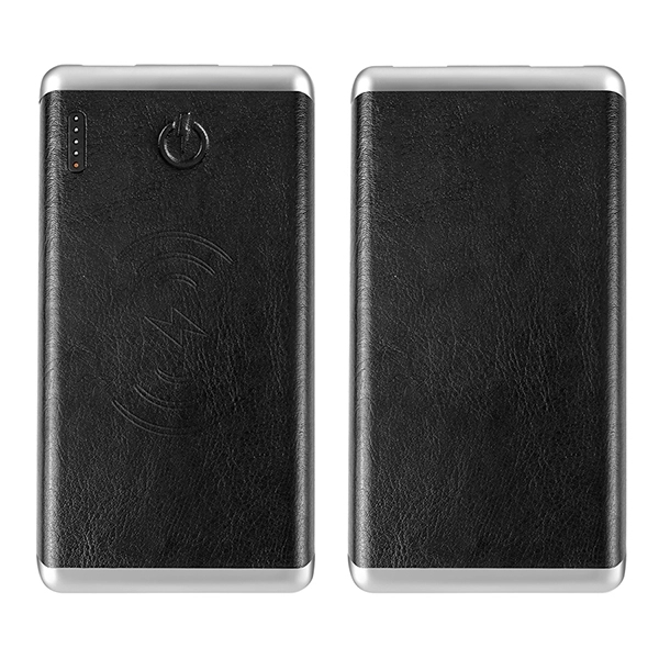 8000mAh Faux Leather Power Bank with Wireless Charging - Image 3