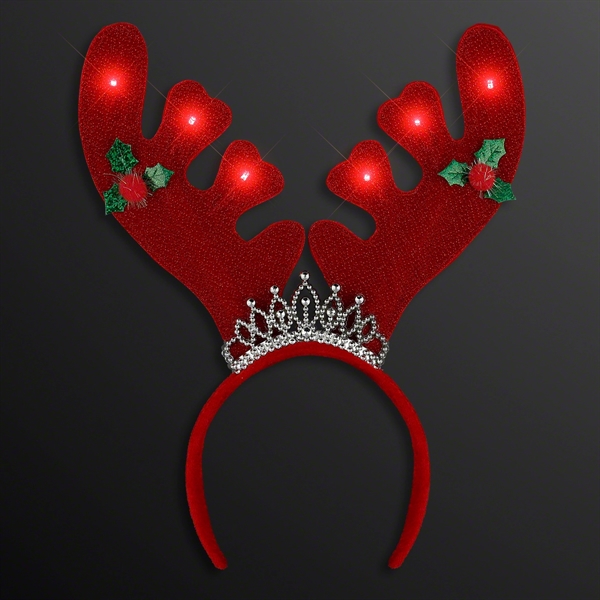 Christmas Queen Light Up Antlers Headband - Image 1