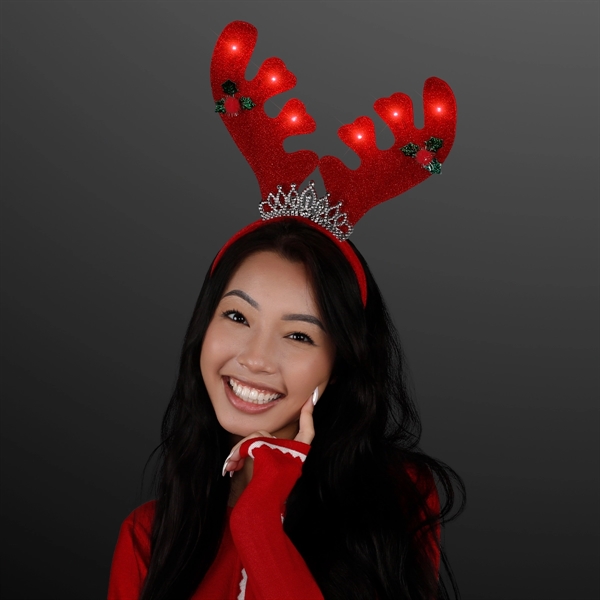 Christmas Queen Light Up Antlers Headband - Image 2