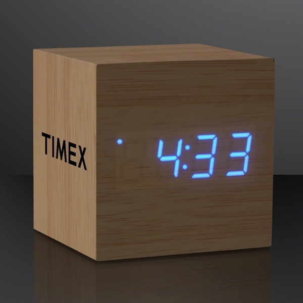 Blue LED Cube Alarm Clock With USB - Image 1