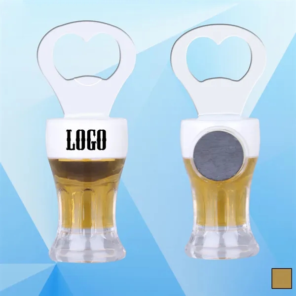 4'' Beer Cup Shaped Bottle Opener w/ Magnet - Image 1