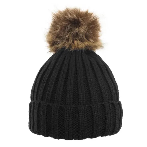 Cable Knit Beanie With Removable Pom - Image 2