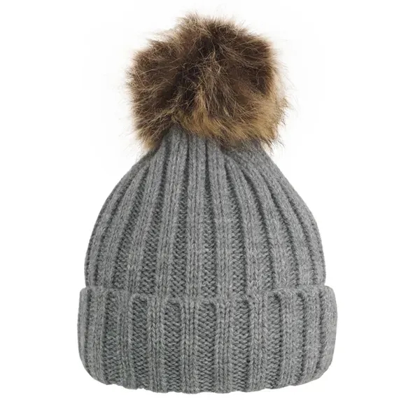 Cable Knit Beanie With Removable Pom - Image 3